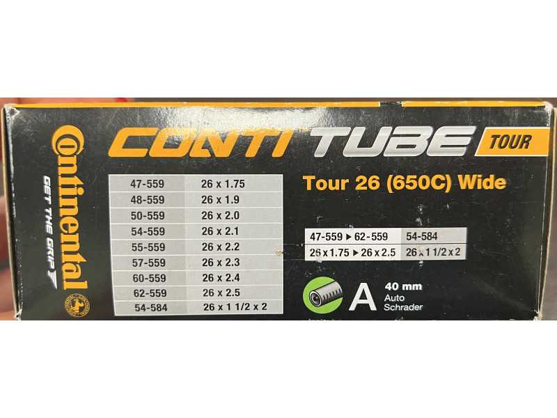 камера велосипедная CONTINENTAL Tour 26" (650C) Hermetic Plus, 37-559 / 47-597, A40-1
