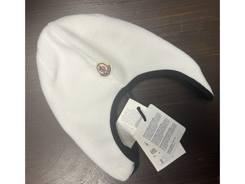 MONCLER  Шапка детская  флисовая, белая S-1